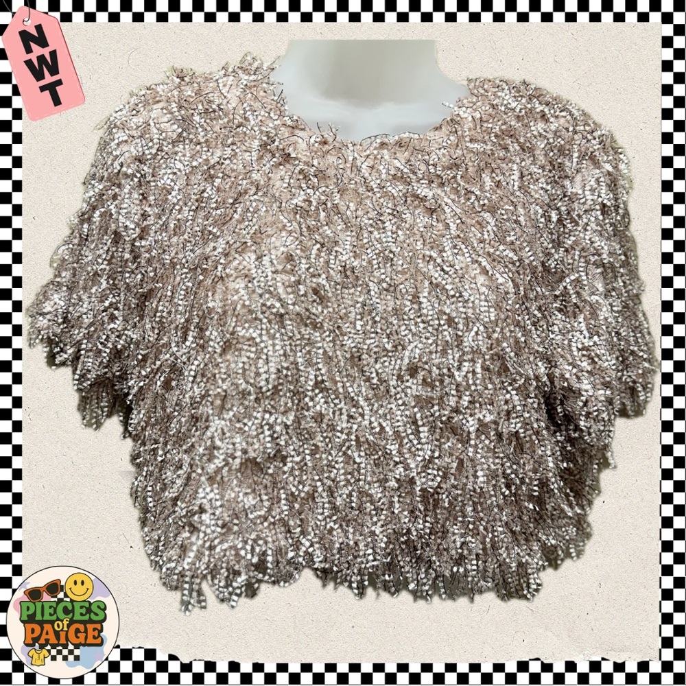 Endless Rose Fringe Crop Top – Pink Textured Keyhole Back (NWT, Discontinued)